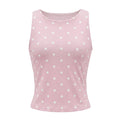 Women Dot Print Tank Tops Summer Crew Neck Sleeveless Classic Slim Fit Crop Vest