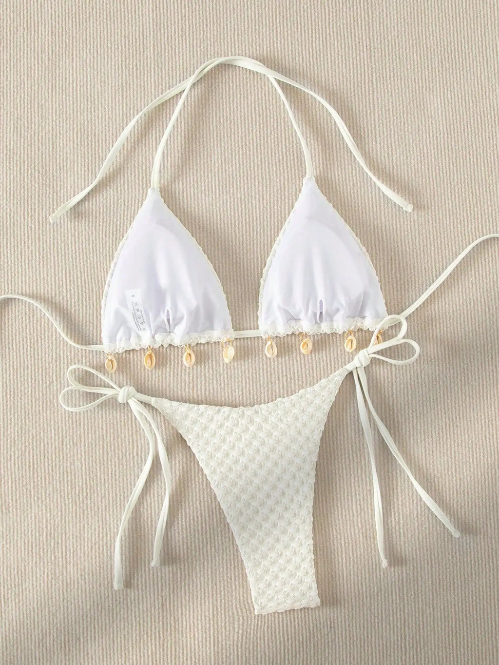 DEKA Tie Side Thong Swimwear New Sexy Bikini Set White Shell Designer Swimsuit Halter Push Up Micro Bikinis Summer Bathing