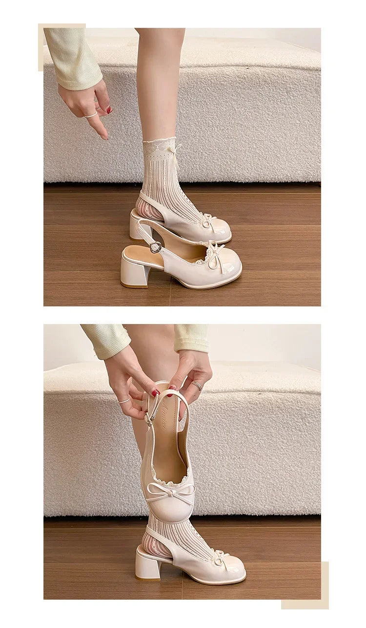 Thick Heel Women Sandals Height Increase Cover Toes Slingbacks Muels Shoes Elegant Stripper Party Dress Female Sandalias