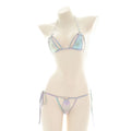 Summer Micro Bikini Set Women Swimwear Laser Holographic Halter Tops Bra Thong Bathing Suit Beachwear Brazilian Biquini