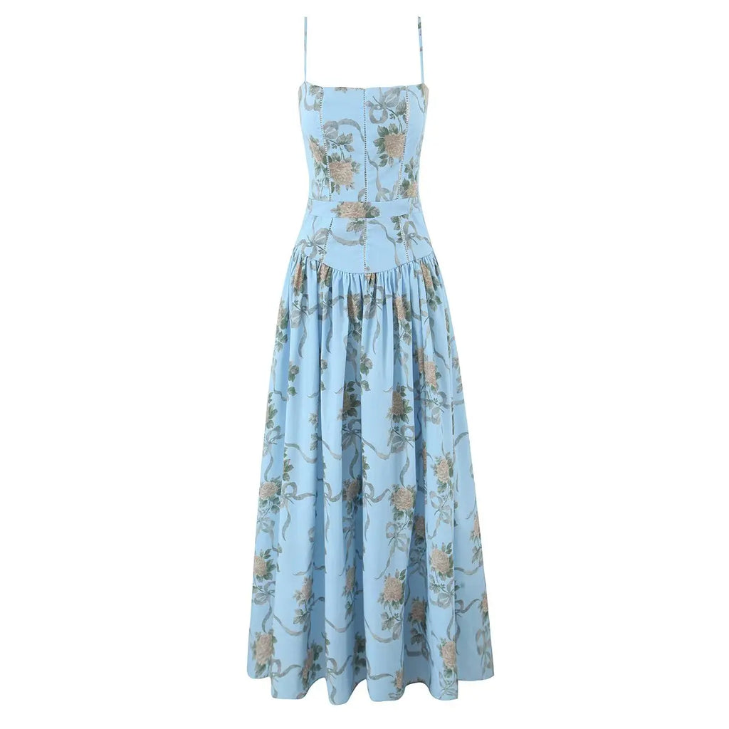 Summer Spring Floral Printed Women's Dress Elegant Retro Boho Party Dresses Elegant Vinatge A-line Maxi Vestidos 2025 New In