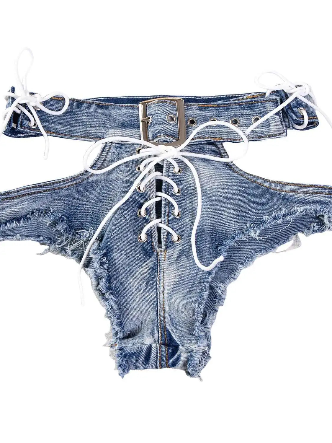 Sexy Hollow Out Women Denim Shorts Hole Bandage Night Club Pole Dance Hot Jeans Lace-Up Shorts Charming Elegant Beautiful 45ZK