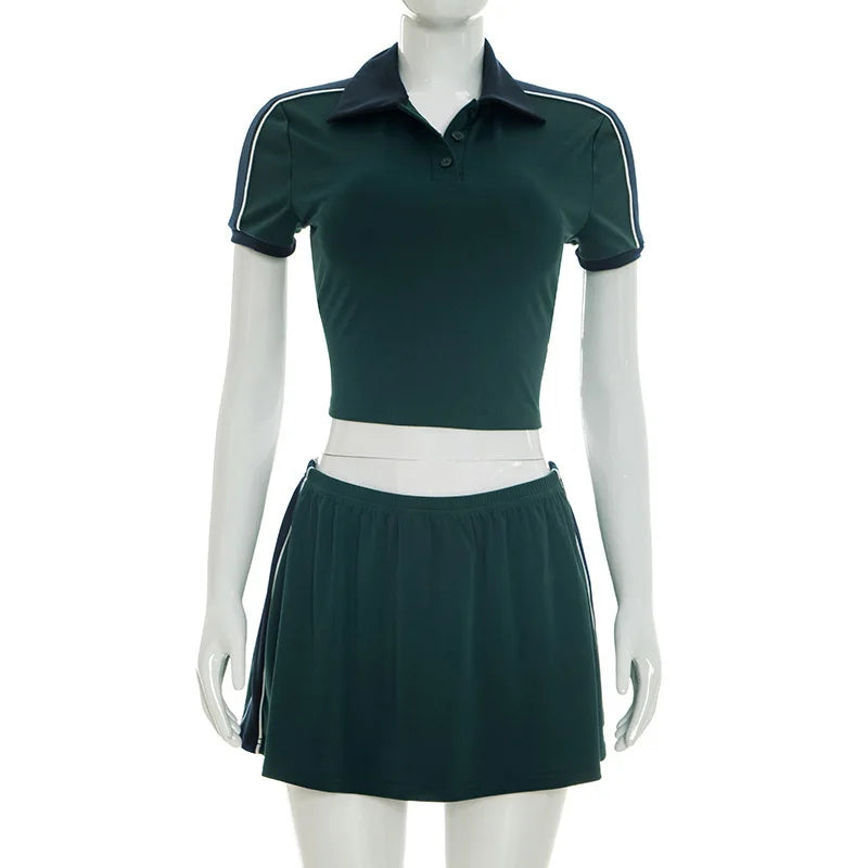 Women's suit sports casual short-sleeved polo shirt and skirt two-piece suit