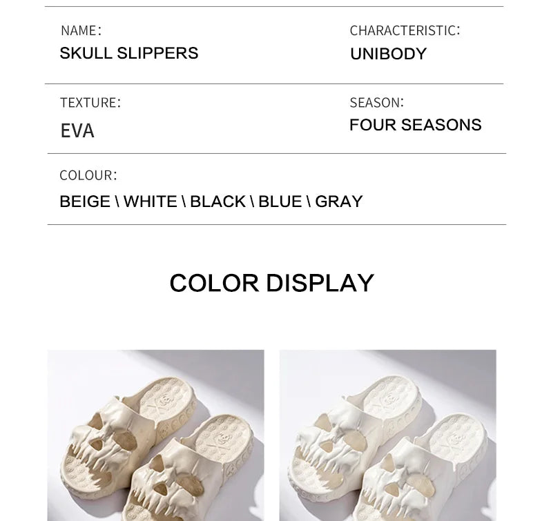 New Personalized Skull Design Men Slippers 2024 Summer Outdoor Fun Slides Thick Bottom of Beach Non-slip Leisure Women Sandals