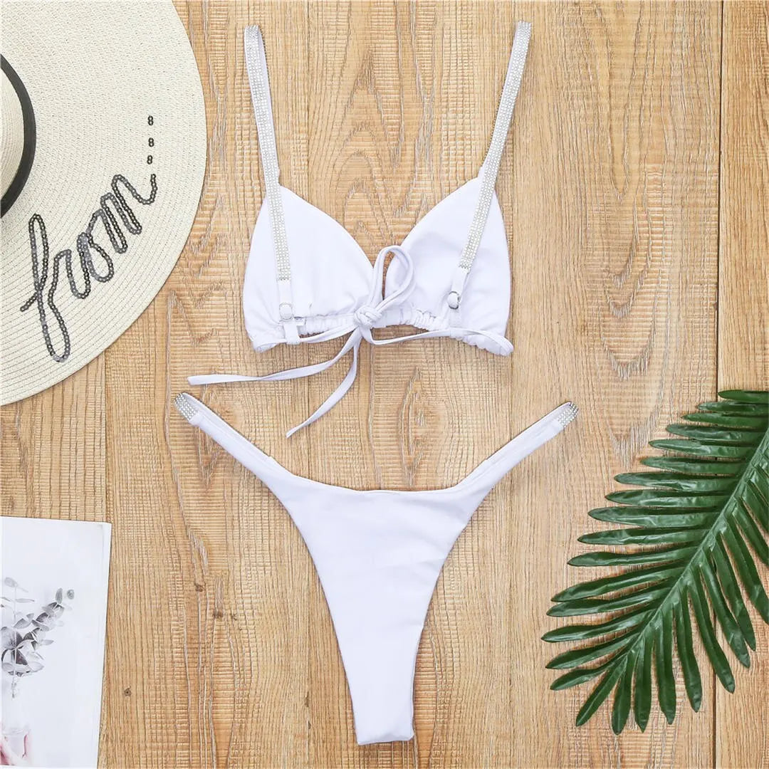 New Sexy Sequins Padded Mini Bikini Female Swimsuit Two-Pieces Bikini Set Bathing Suit Women Swimwear Bather Swim Lady V2043