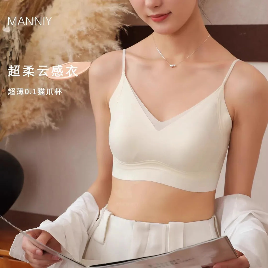 Invisible Minimizer Bra Large Bust Seamless Traceless Underwear Ultra Thin Cup Comfortable Jelly Support Wirefree Beautiful Back