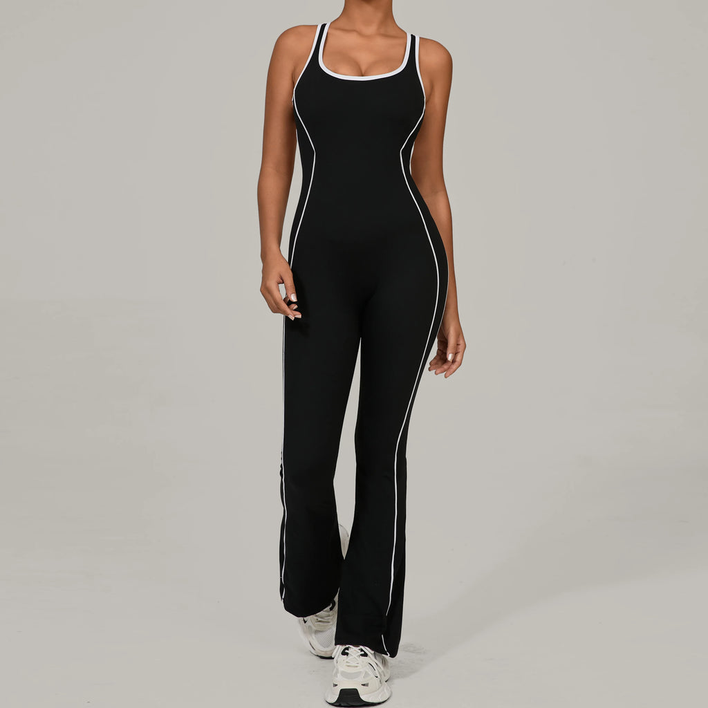Sexy Backless Bodysuit Women's Set Tracksuits Fitness Sports Jumpsuit Yoga One-piece Suit Flared Pant Fast Dry Workout Clothes