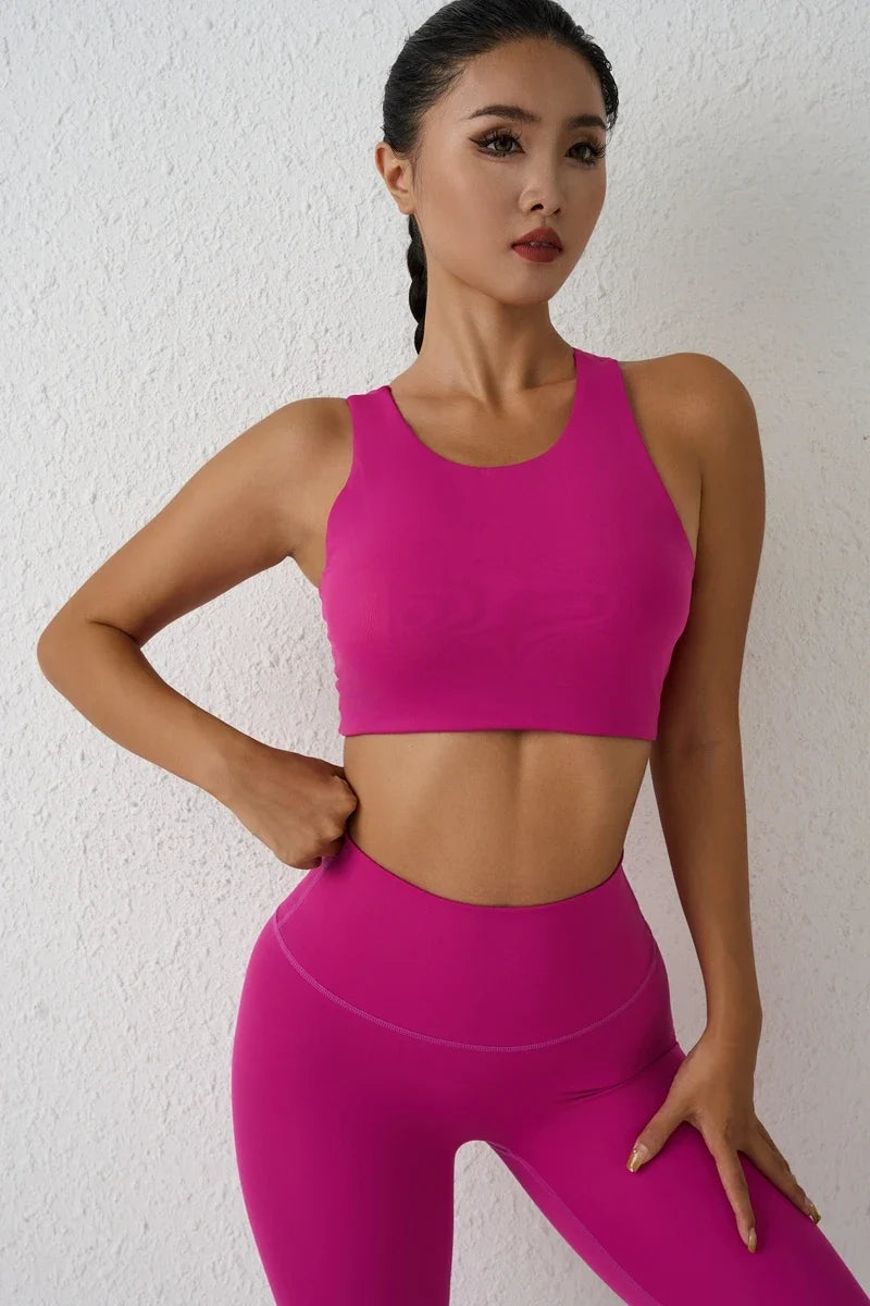 DIAS FIT JOY Nylon Beauty Back Sports Bra Women's Shockproof Yoga Bra Gathering Running Sports Vest