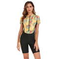 Vintage Leaves Print Patchwork One Piece Swimsuit Women 2025 Sports Front Zipper Slim Swimwear Athletic Bathing Suit Monokini