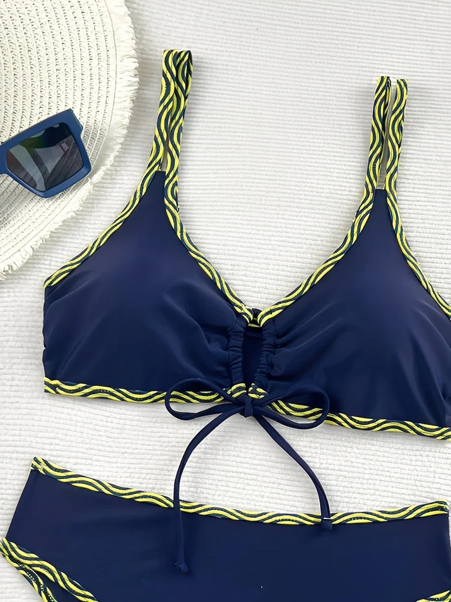 2026 Leopard Bikinis High Waist Swimsuit Women Tie Front Strappy Swimwear Female Beachwear Bathers Bathing Swimming Swim Suit