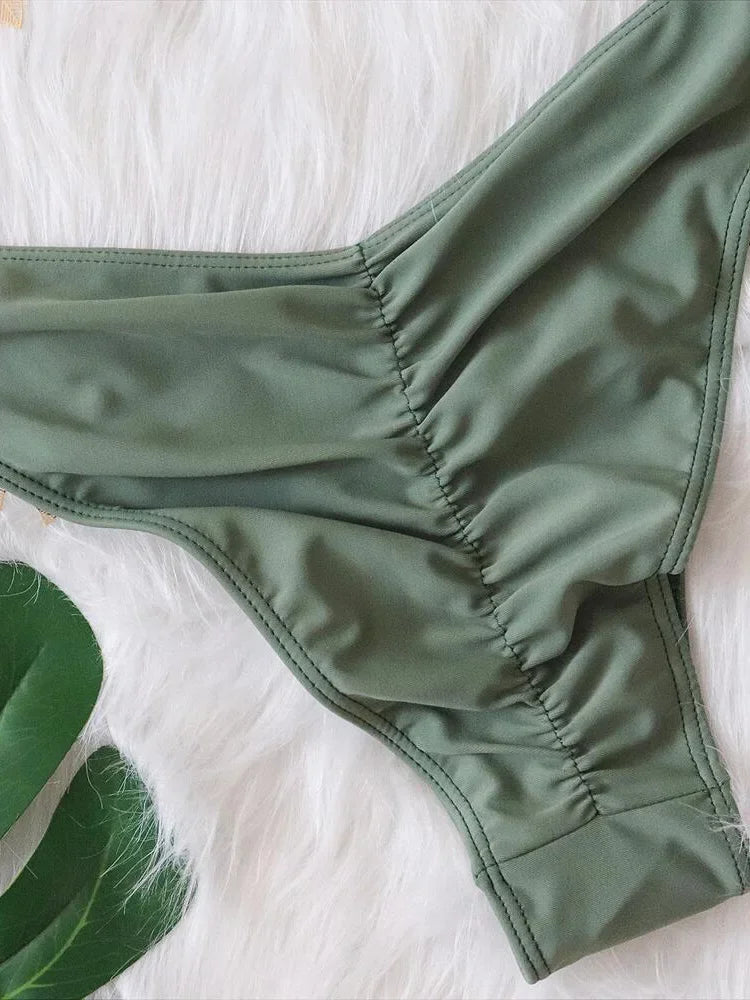 Wrap Around Halter Diamond Bikini Women Swimsuit Female Metal Chains Swimwear Two-pieces Bikini Set Brazilian Bathing Suit Swim