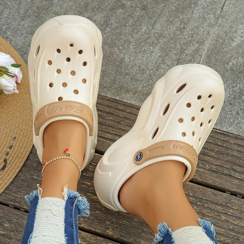 Closed Toe Chunky Platform Sandals Woman 2024 Thick Bottom Non-Slip Beach Sandalias Mujer Summer Hollow Out Soft Casual Shoes