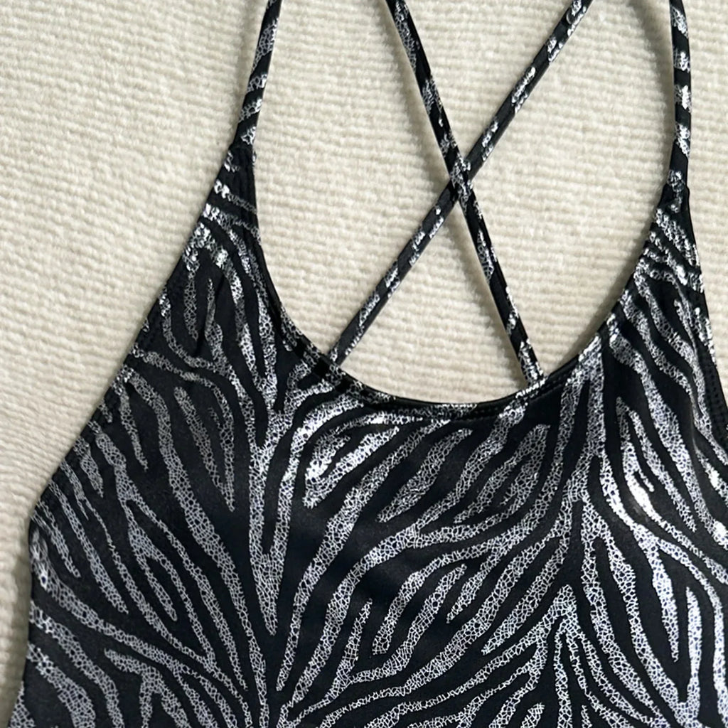 Printed Extreme Mini Micro Thong Women Swimwear One Piece Swimsuit Female Cross Back High Cut Monokini Bather Bathing Suit Swim