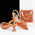 Doershow new come Matching Women Shoe and Bag Set Decorated gold Nigerian Shoes and Bag Set Italy Shoes and Bag set !HFG1-1