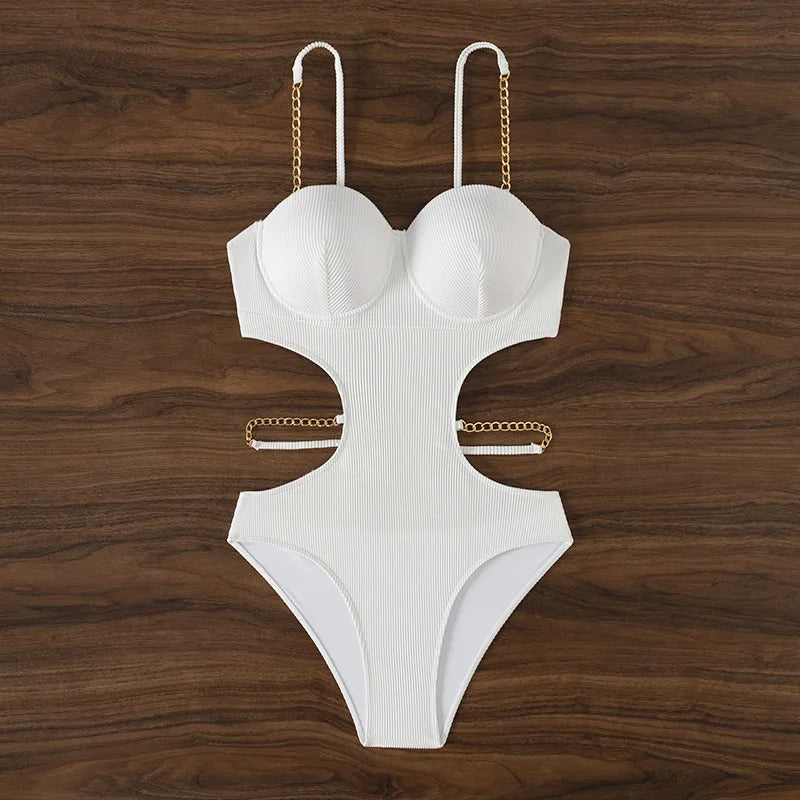 Sexy Ribbed Underwired Bra Cup Female Swimwear One Piece Swimsuit Women Backless Monokini High Cut Bathing Suit Swim Bodysuit