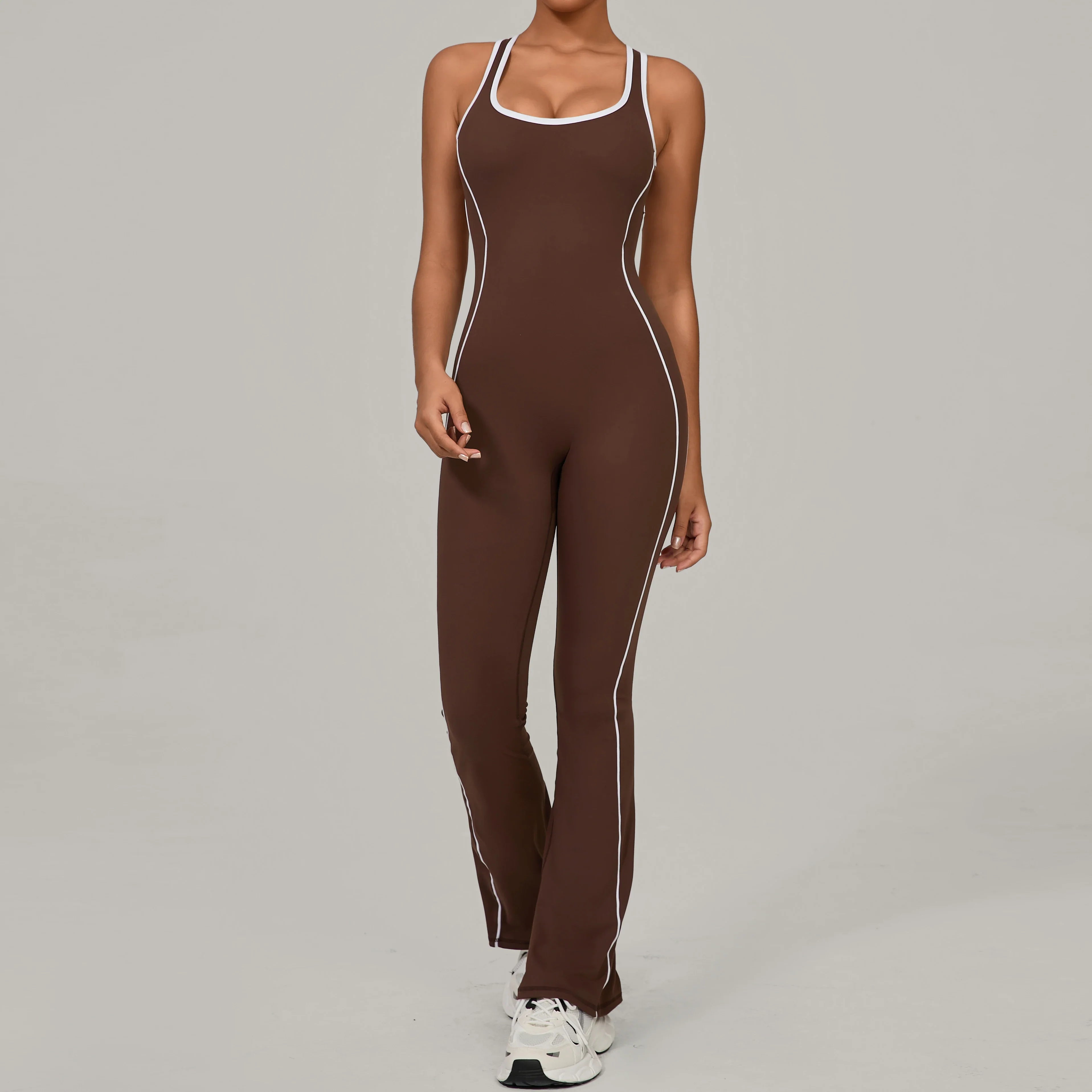 Sexy Backless Bodysuit Women's Set Tracksuits Fitness Sports Jumpsuit Yoga One-piece Suit Flared Pant Fast Dry Workout Clothes