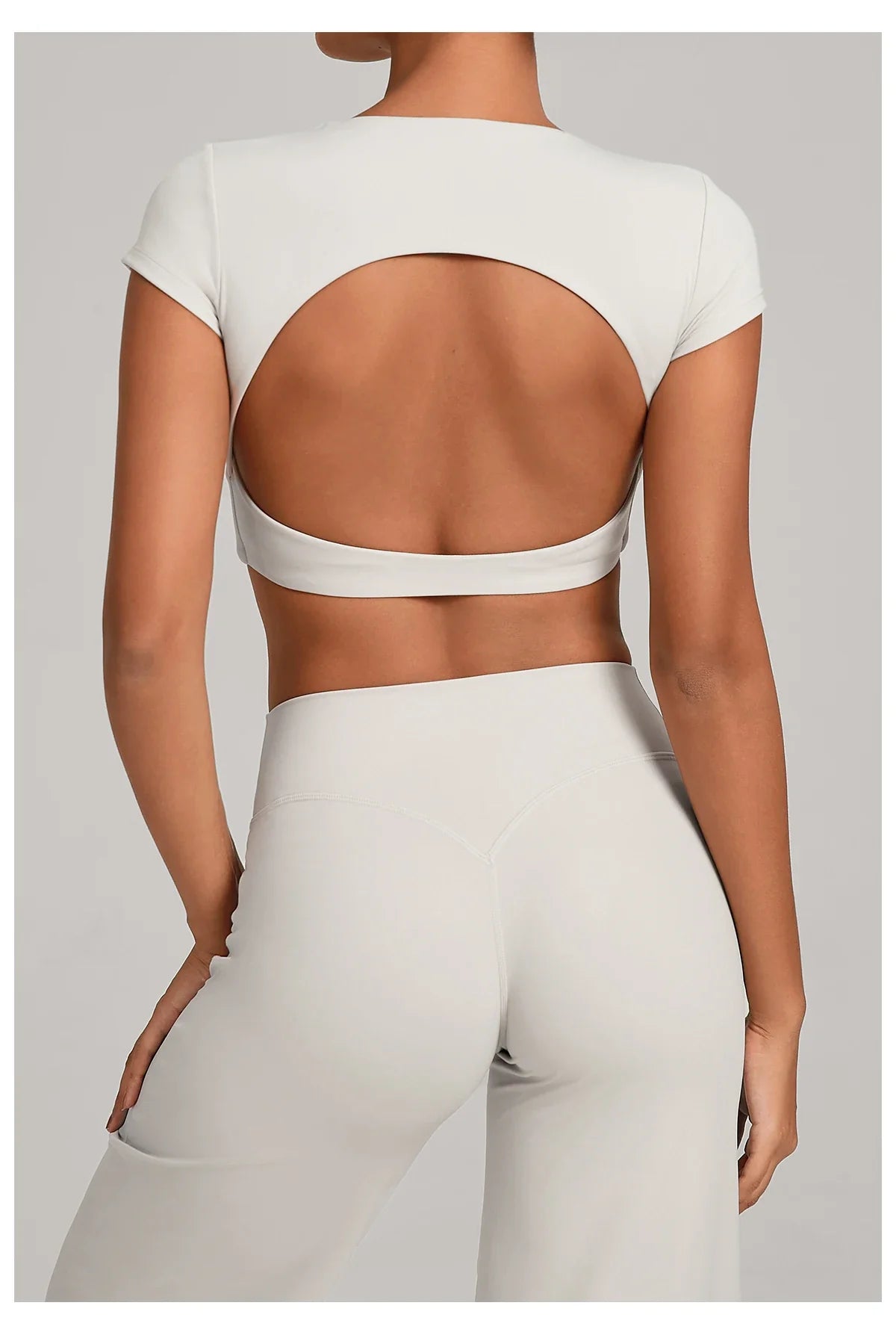 No Padded Women's Yoga T-shirt Short Sleeves Bra Backless Fitness Top Beautiful Back Gym Clothes Form-fitting Running Tee