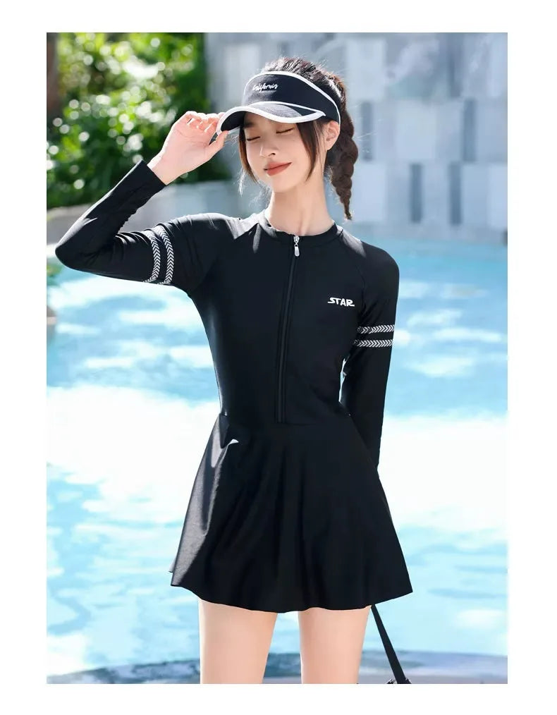 New Women's Split Style Swimsuit for Slimming, Belly Covering, and High-end Sports Style