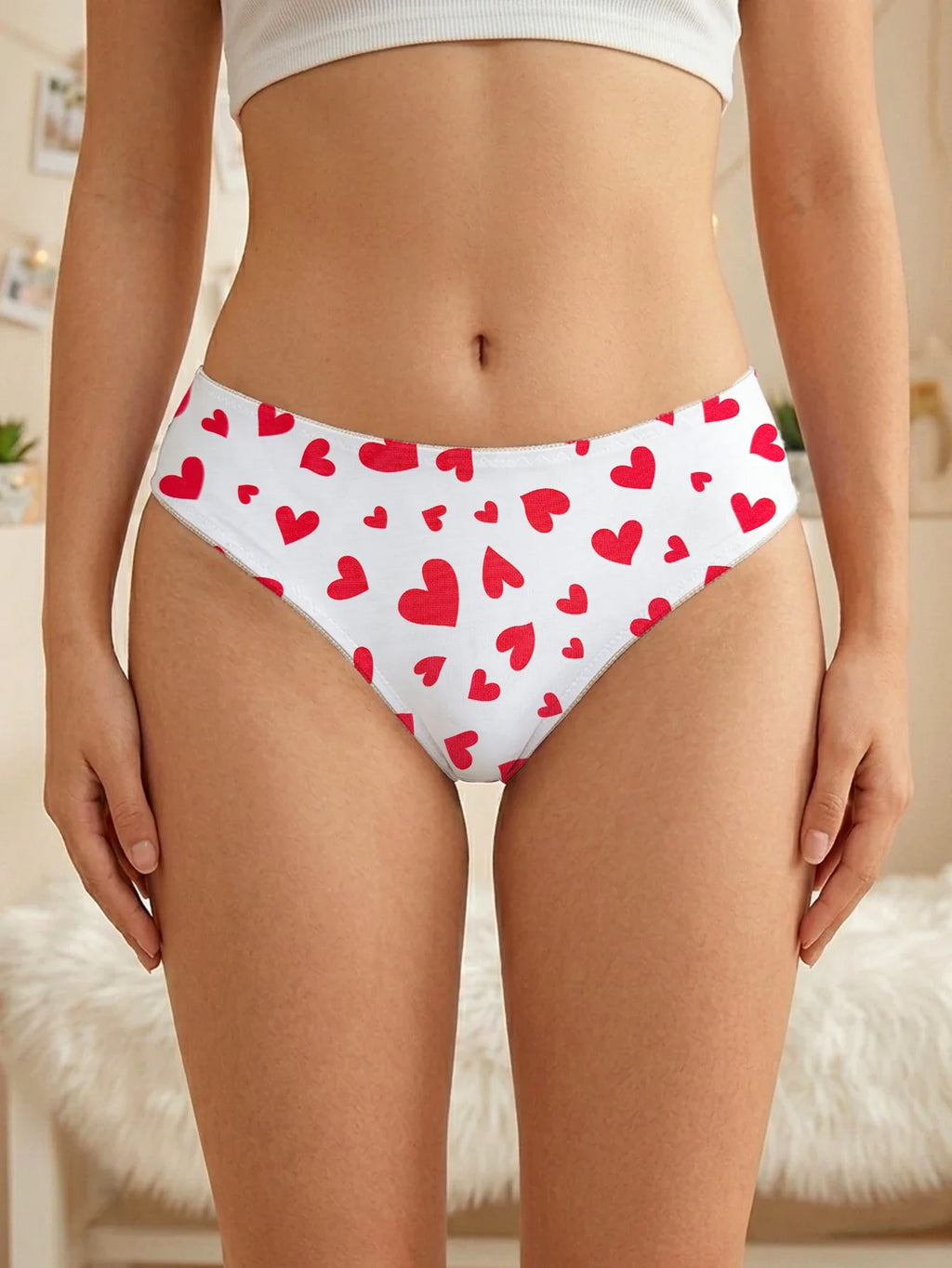 Summer Women's Panties Low Rise Heart Print Underwear Fashion Cute Comfortable Sexy Girl Briefs