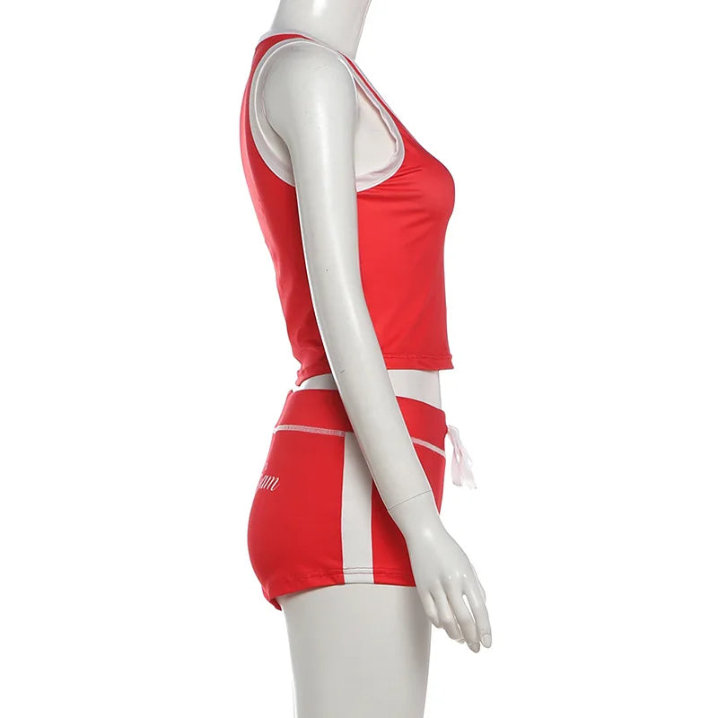 European and American 2026 Spring and Summer Casual Contrast Color Halter Backless Top High Waist Butt Lifting Shorts Set