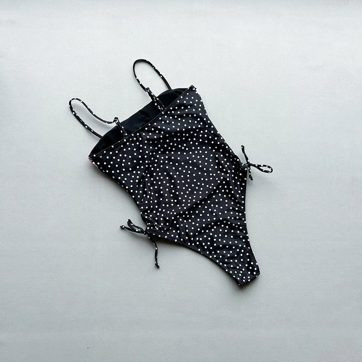 2026 Summer Women's One-piece Suit Swimwear Dot Patchwork Swimsuit Strappy Bodysuit Bikini High Waist Push Up Monokini Beachwear