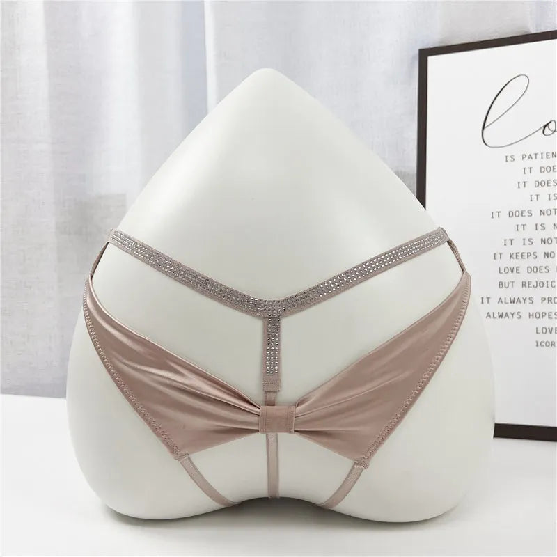 Rhinestones Girls Sexy G String Panties Women Underwear Briefs Hollow Out Thong Transparent Lingerie Intimates