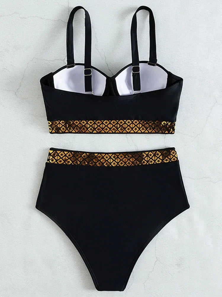 2025 Sexy Push Up Bra Cup Bikinis High Waist Bikini Female Swimsuit Women Swimwear Two-pieces Bikini set Bathing Suit Swim Lady