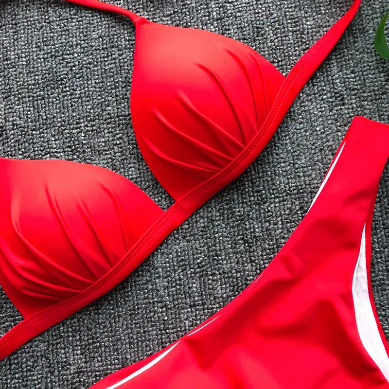 2025 Halter Bra Cup Bikini Women Swimsuit Female Push Up Swimwear Two Pieces Bikini Set Brazilian Bather Bathing Suit Swim Lady