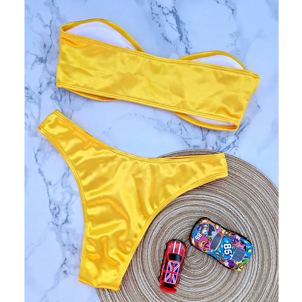13 Color 2026 New Sexy Bandeau Bikini Women Swimwear Female Swimsuit Two-Pieces Bikini Set Padded Bather Bathing Suit Swim V4647