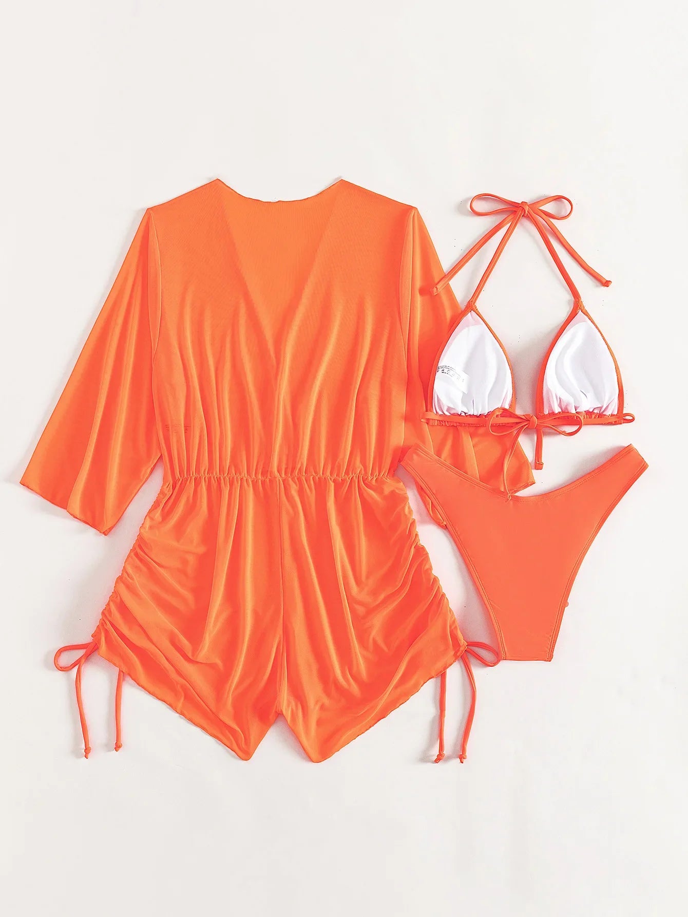 Sexy Long Sleeves Cover Up Bikini Set Women White Black Push Up Mesh Dress 3 Piece Swimsuit Bathing Suit Thong Swimwear 2026