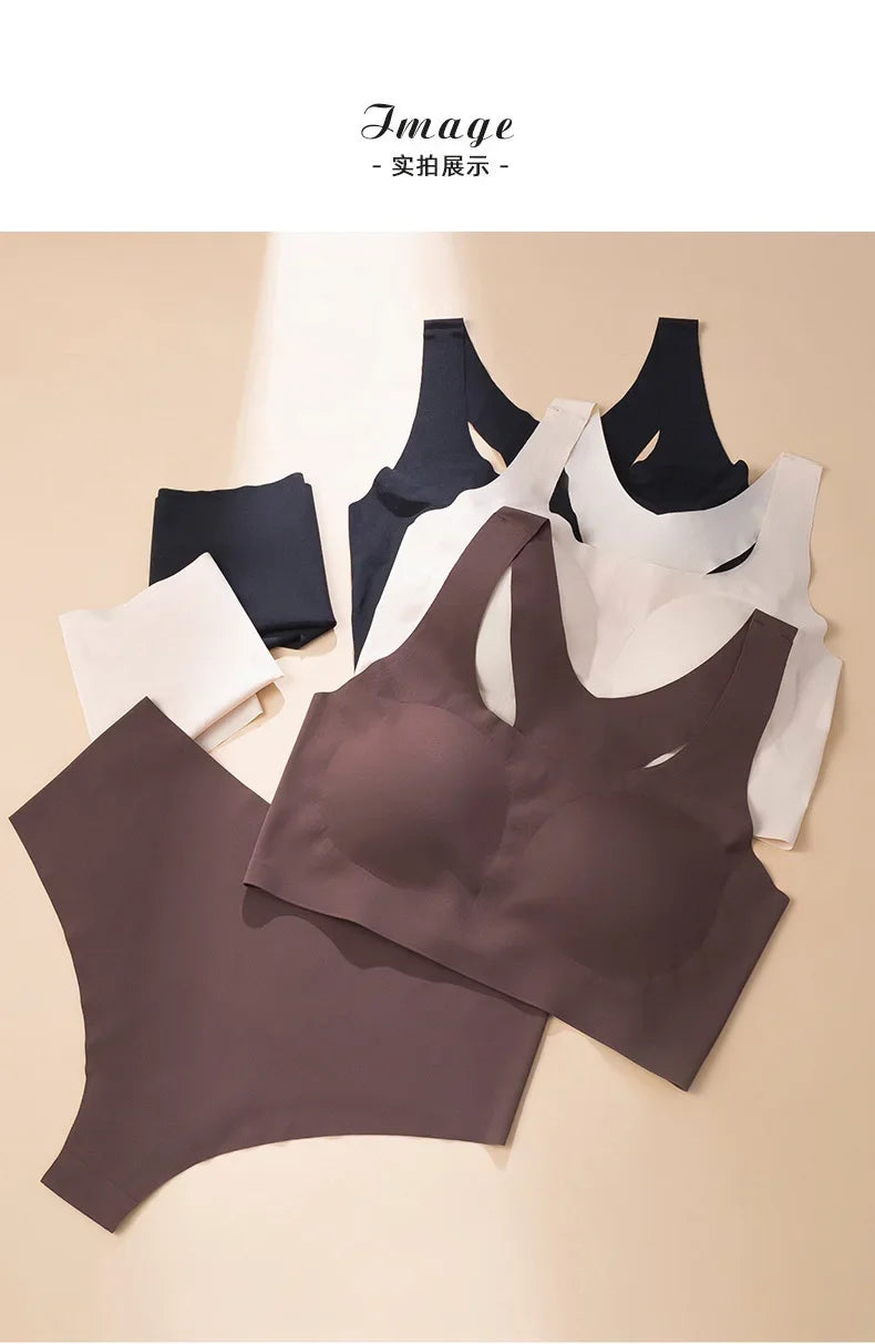 Women's Underwear Sexy Seamless Bra and Panty Set Wire Free Brassieres Female Womens Lingerie Underwear & Sleepwears