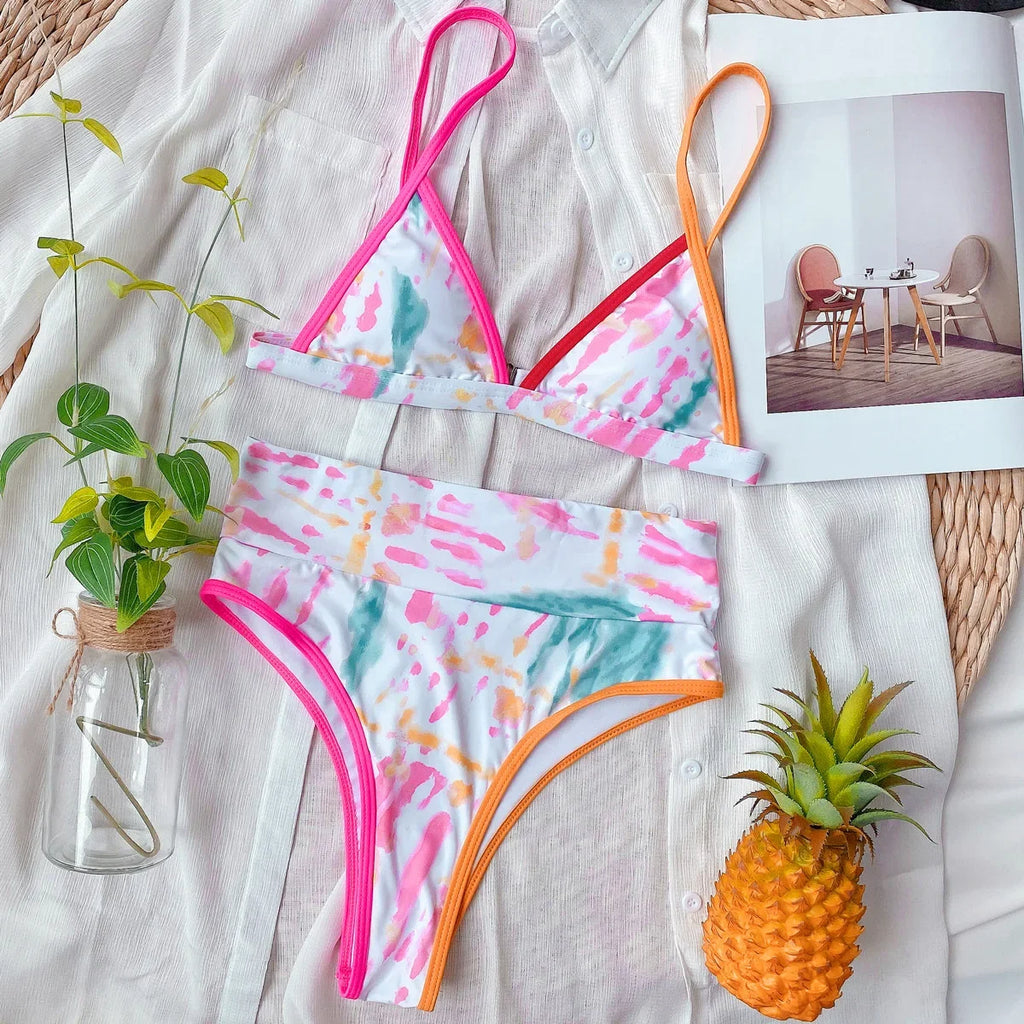 Bikini 2026 Sexy High Waist Snakeskin Print Tie Dye Swimwear Swimsuit Women Bikinis Set Bathing Suit Beach Bikini Female Push Up