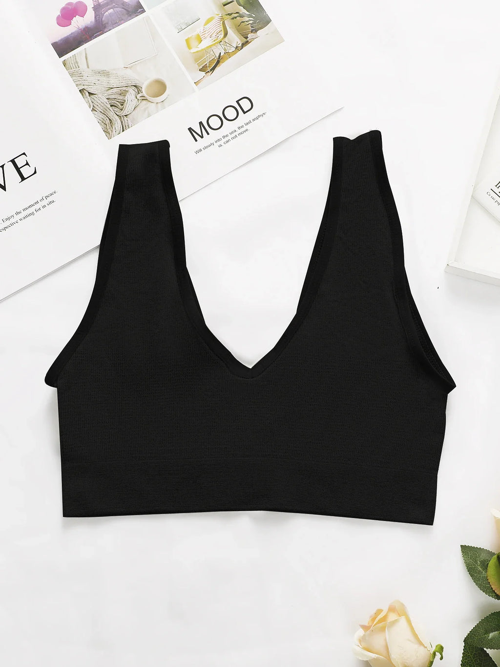 deep V Solid color Push Up Bra – Wireless Seamless Lingerie Breathable & Lightweight Medium Stretch Perfect for Casual M017