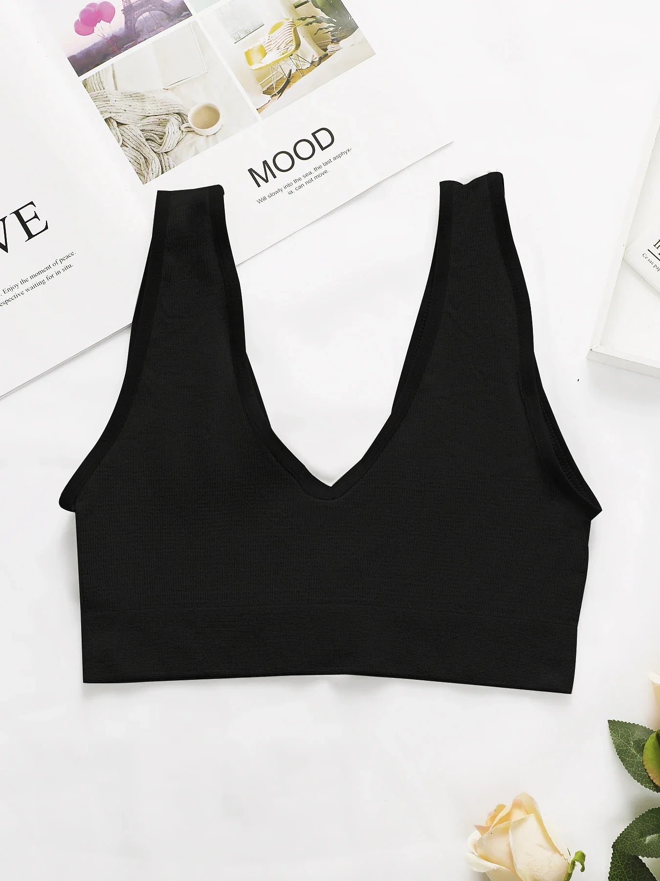 deep V Solid color Push Up Bra – Wireless Seamless Lingerie Breathable & Lightweight Medium Stretch Perfect for Casual M017