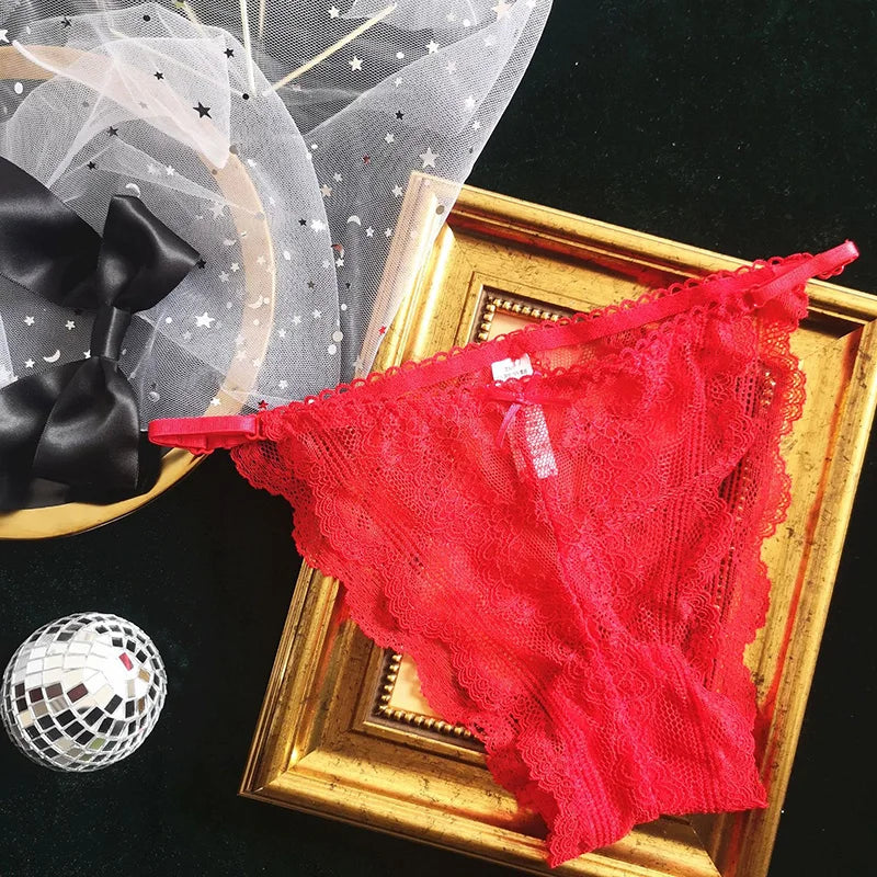 Lace Thin Sexy Girls Panties Women Briefs Thong Hollow Out G String Seamless Underwear Transparent Female Low Waist Lingerie