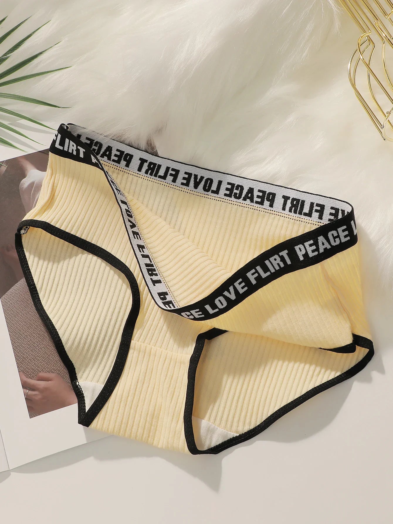 Women's High Waist Panties  Letter Elastic Waistband Soft Ribbed Fabric Comfortable Briefs for Daily Wear women bra K2809