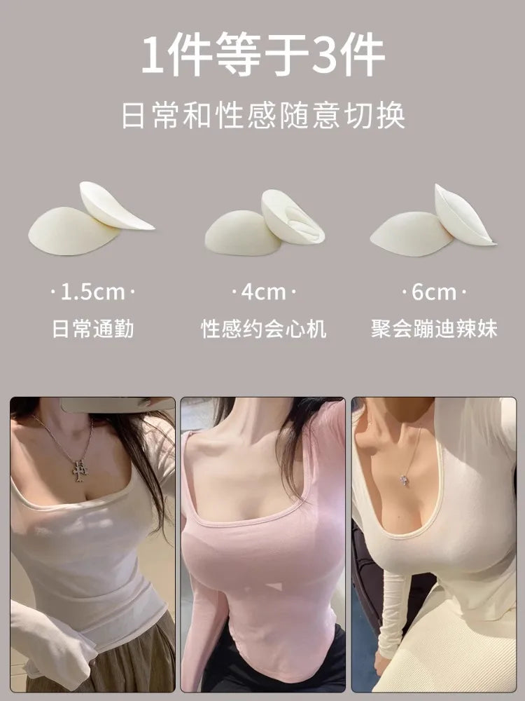MOYISU Strapless Push Up Bra Underwear, Cross Back for Small Chest, Padded Enhancer Adhesive Lift to Look Bigger, Deep Plunge