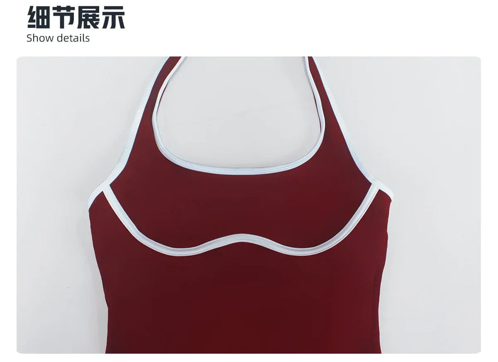 Color Blocking Yoga Jumpsuit Women Sleeveless Hollow Out Backless Slim Sports One Piece Short Suit Gym Running Fitness Rompers