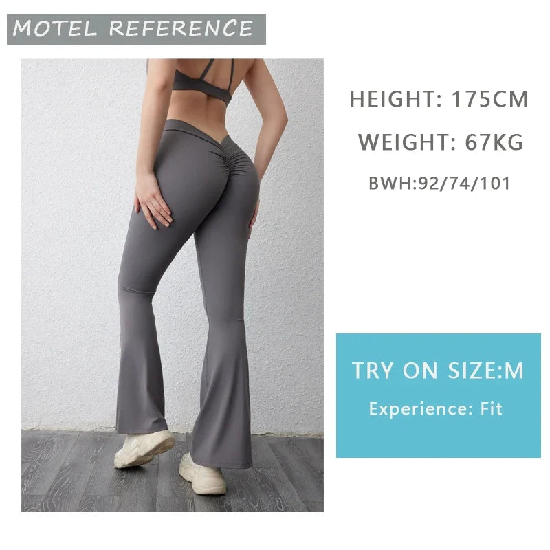 DIAS FIT JOY V-back flared pants yoga hip lifting tight pants wide leg fitness pants Gym exercise running yoga pants