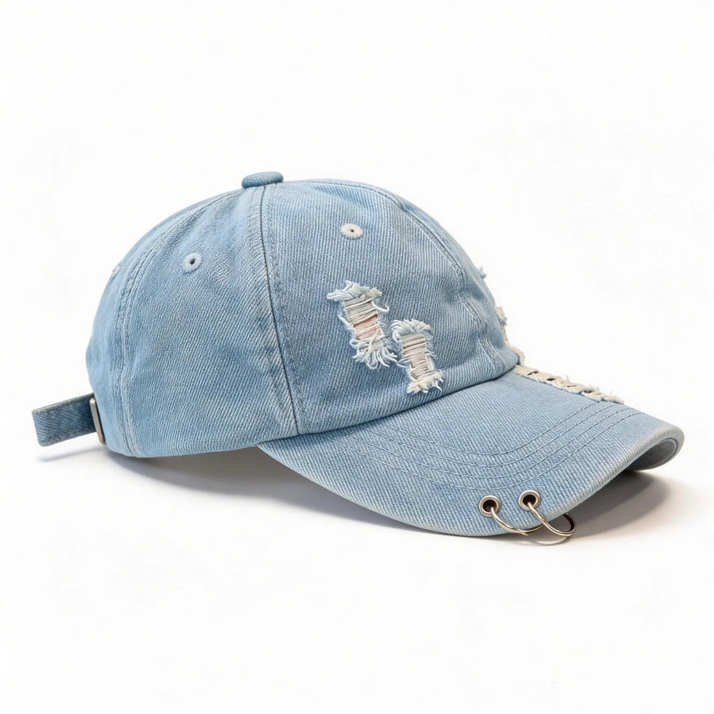 Men Women Denim Baseball Cap Stylish Solid Color Adjustable Hats for Travel Daily Wear Summer Sun Hats