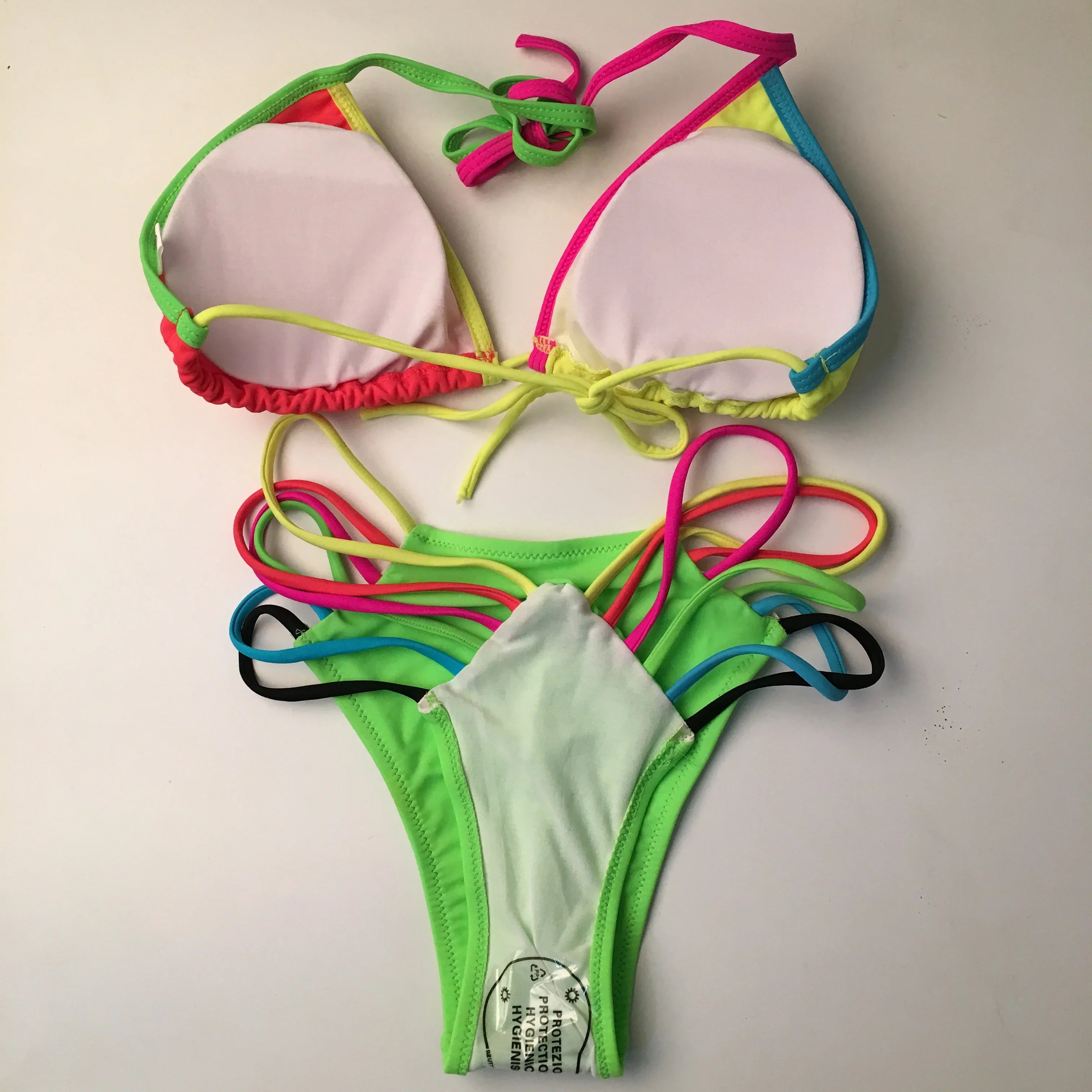 DEKA Push Up Micro Mini Colorful Bikini Set Women Swimsuit Halter Swimwear Female Brazilian Bathing Suit Swimming Beach Wear