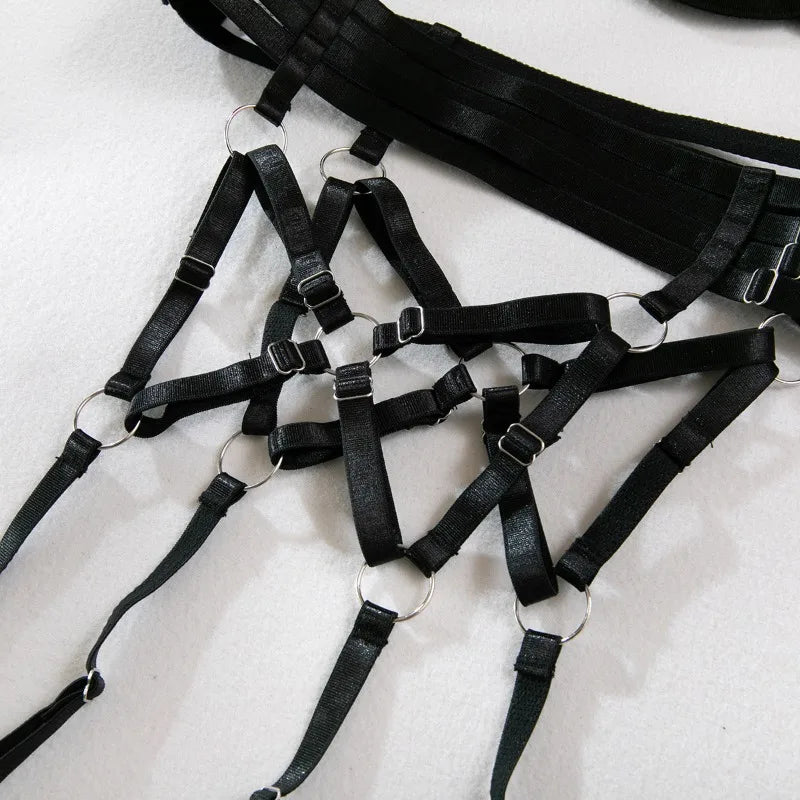 Toucheart Sexy Floral Embroidery Underwear Steel Ring Bra Lace Mesh Sexy Webbing Hollow Waistband Hanging Erotic Lingerie Suit