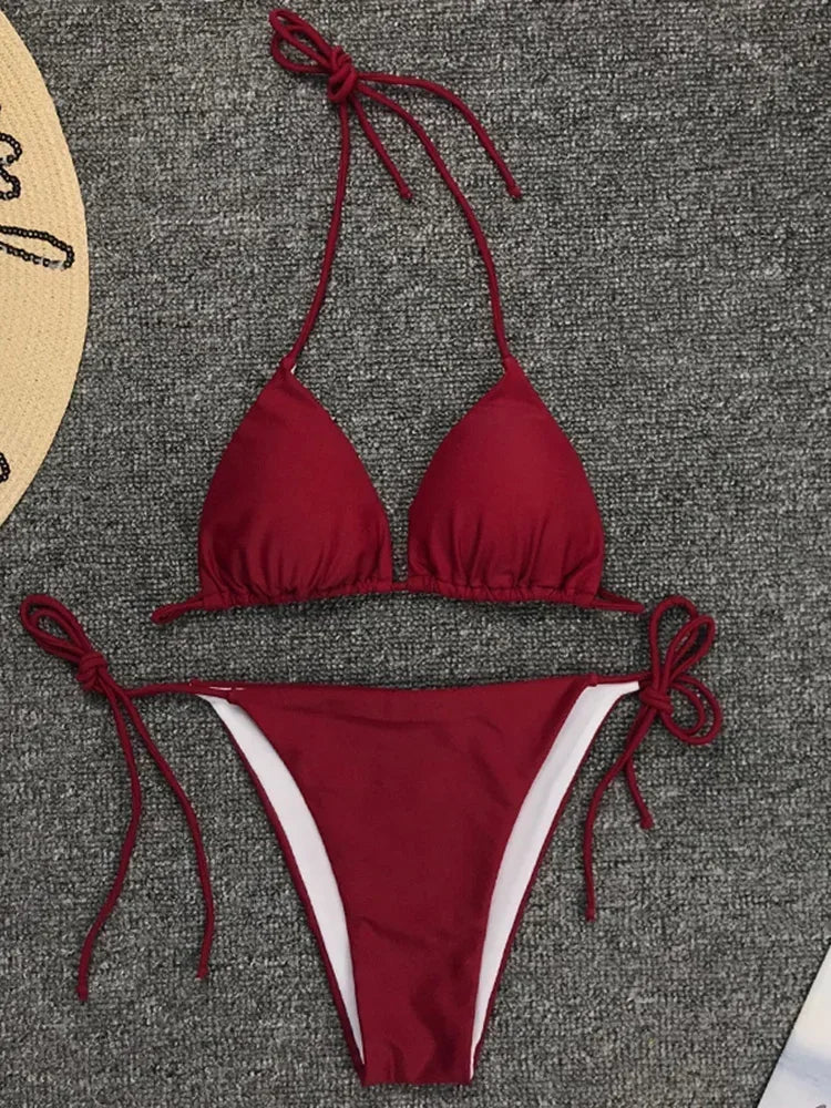 Sexy Neon Extreme Mini Micro String Bikini 2025 Women Swimsuit Female Swimwear Two-Piece Bikini Set Bathing Suit Swim Beach Wear