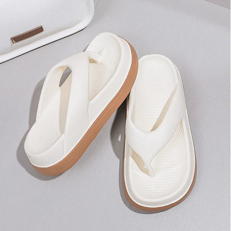 Woman Beach Flip Flops Fashion Summer Shoes 2025 Trend Girls Platform Sandals Soft EVA Non-slip Female Indoor Outdoor Slippers