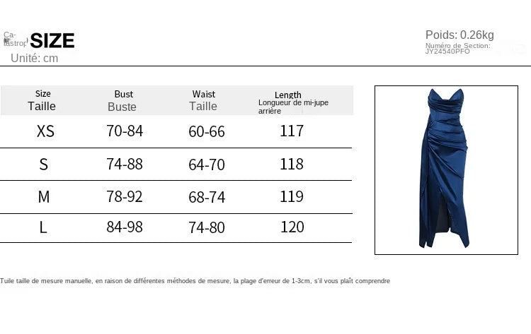 Elegant Strapless Solid Evening Gown Chic Satin Corset Dress for Women V-neck Split Blue Long Dress Lady Summer Party Dress up