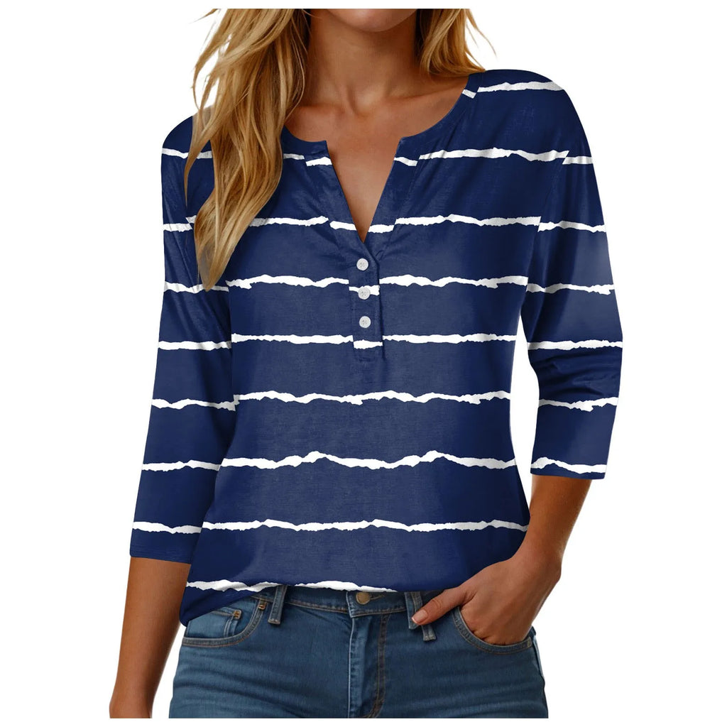 Womens Athletic Tops Short Sleeve Women Stylish Casual Loose Three Button V Neck Short Sleeved T Same Day Long Sleeve Shirt