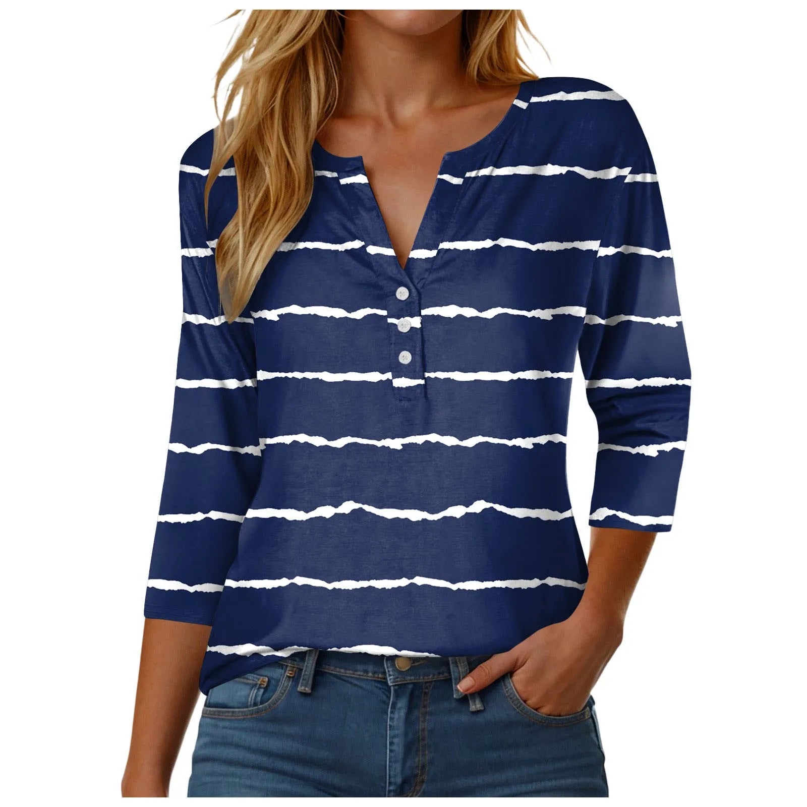 Womens Athletic Tops Short Sleeve Women Stylish Casual Loose Three Button V Neck Short Sleeved T Same Day Long Sleeve Shirt