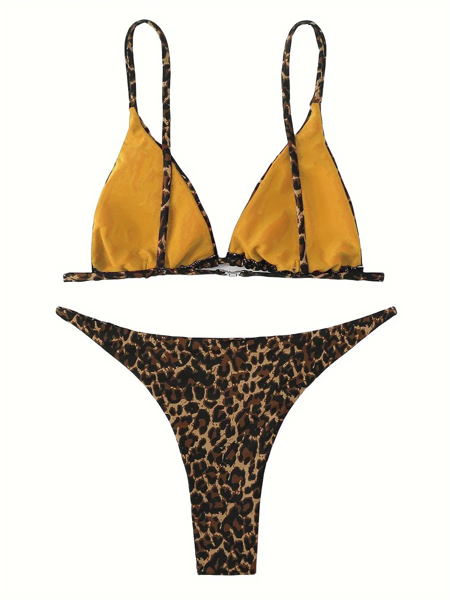 2025 Sexy Leopard Brazilian Bikini Women Swimsuit Female Thong Swimwear Two Pieces Bikini Set Mini Micro Bathing Suit Swim Lady