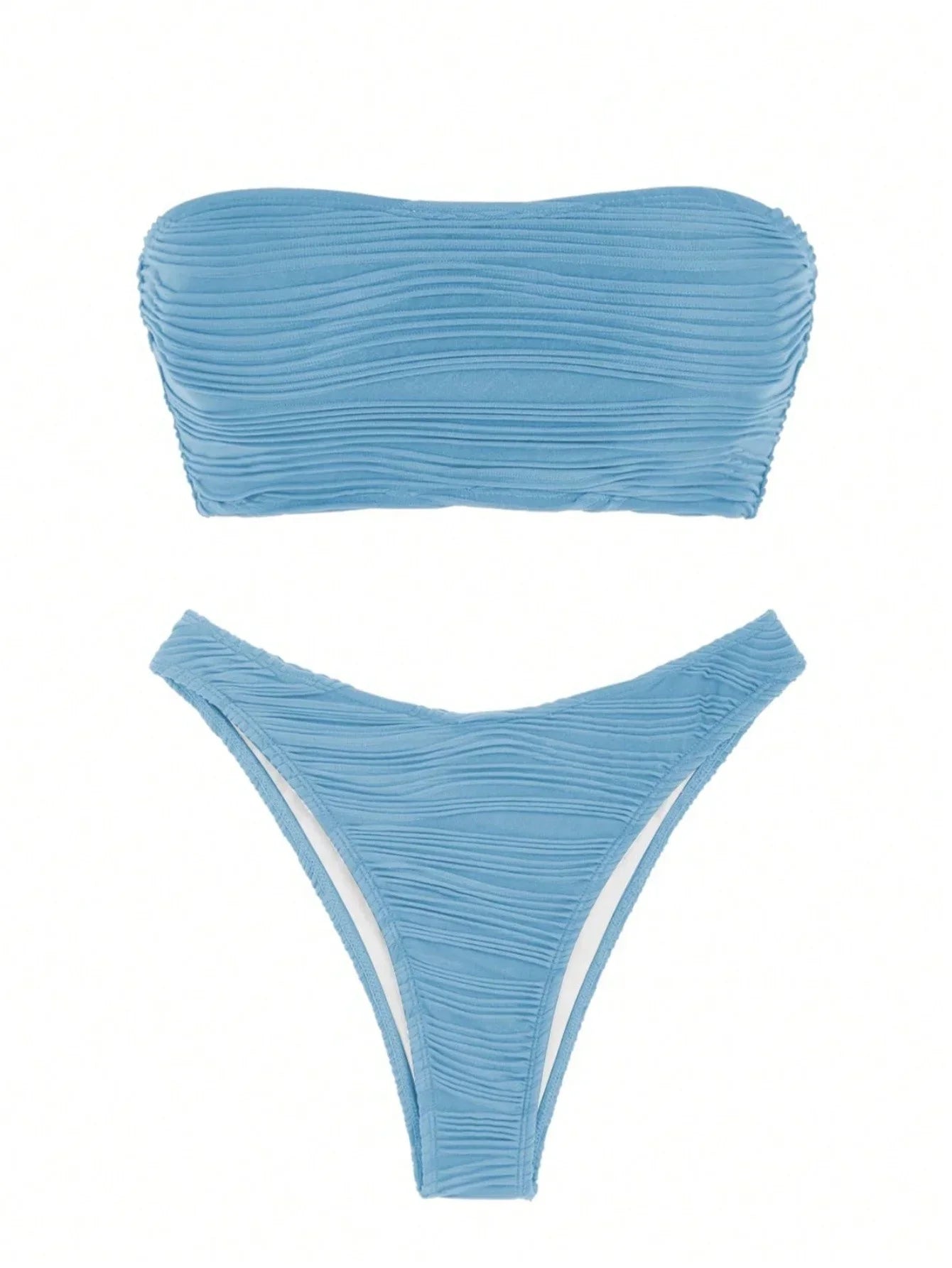 Contrast Binding Bandeau Bikinis 2026 Women Sexy Swimsuit Solid Padded Swimwear Female Bathing Suit Swimming Summer Beachwear