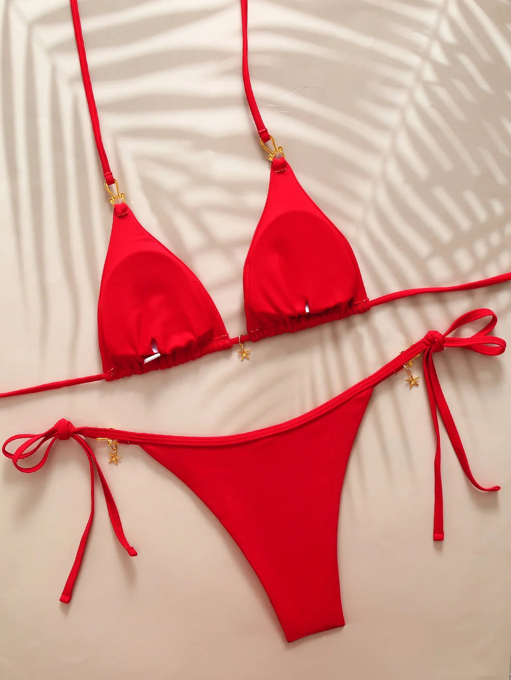 Halter Triangle String Bikinis 2026 Women Sexy Swimsuit Solid Stars Swimwear Female Bathers Bathing Swimming Swim Suit
